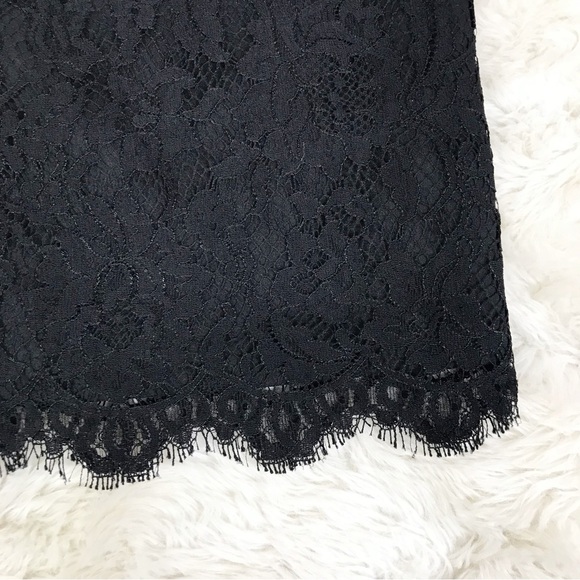 WHBM Black Lace Fitted‎ Dress Cap Sleeve Sheer Sheath Cocktail Dress Size 0 - Picture 7 of 12